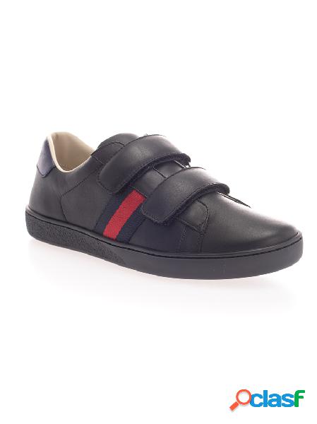 Sneakers Ace Gucci in Pelle con Fasce Web e Doppie Fibbie