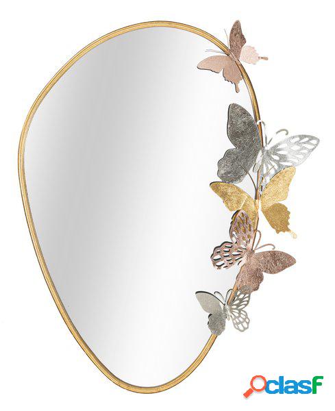 Specchio Ovale da Muro con Farfalle Pink