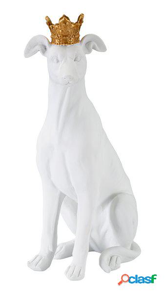 Statua Soprammobile Idea regalo Cane Bianco con Corona Oro