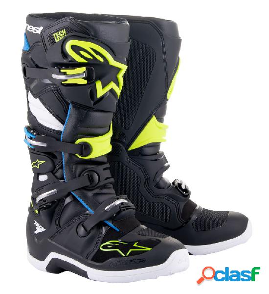 Stivali cross Alpinestars TECH 7 Nero Smalto Blu Giallo Fluo