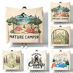 Summer Happy Camper Coperta Scozzese Beige Set Regalo Arazzo