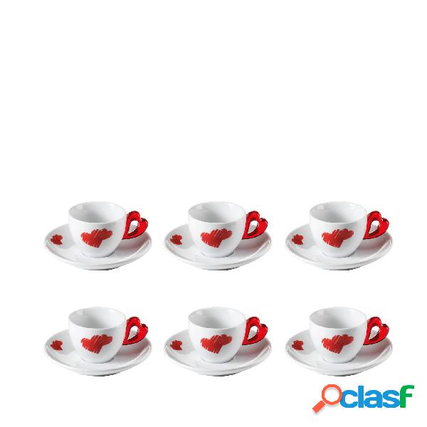 Tazzine caffè con piatto love Ø12xh6 cm - 50 cc set 6