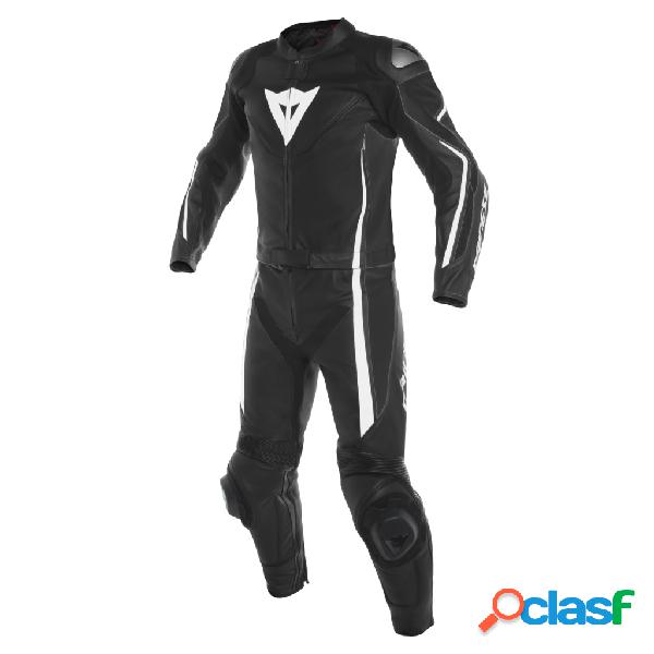 Tuta moto pelle divisibile Dainese ASSEN Nero Nero Bianco