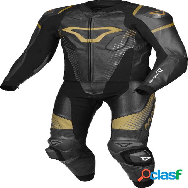 Tuta moto pelle divisibile Macna Tronniq Nero Oro