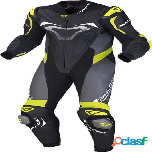 Tuta moto pelle estiva intera Macna Voltage Nero Grigio