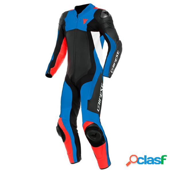 Tuta moto pelle intera estiva Dainese ASSEN 2 Nero Azzurro