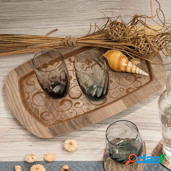 Vassoio in Legno rettangolare Grande 48x38 cm con