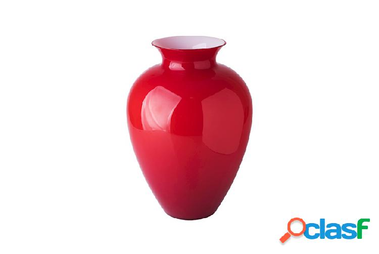 Venini Vaso Labuan vetro di Murano colore rosso e lattimo