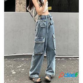 Womens Cargo Pants Jeans Denim Blue Streetwear Street Daily