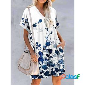 Womens Casual Dress Floral Butterfly T Shirt Dress Tee Dress