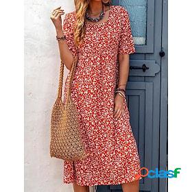 Womens Casual Dress Floral Floral Dress Print Dress U Neck