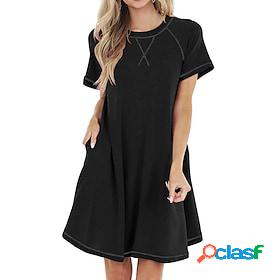 Womens Casual Dress Plain T Shirt Dress Tee Dress Plain