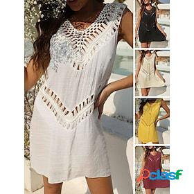 Women's Casual Dress Sundress Mini Dress Black White Yellow