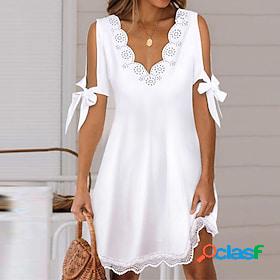 Womens Lace Dress White Dress A Line Dress Mini Dress White