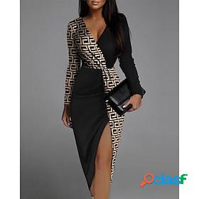 Womens Party Dress Bodycon Sheath Dress Midi Dress Black and