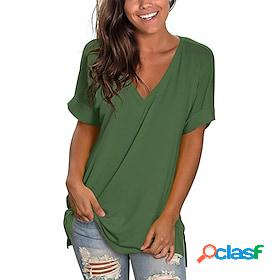 Women's Plain Casual Daily Weekend Short Sleeve T shirt Tee
