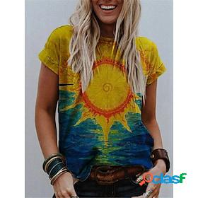 Women's Rainbow Tribal Daily Going out Short Sleeve T shirt