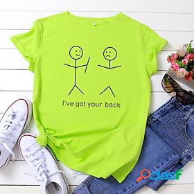 Womens T shirt Graphic Text Letter Print Round Neck Basic
