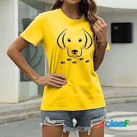 Women's T shirt Tee Dog Graphic Patterned Animal Casual