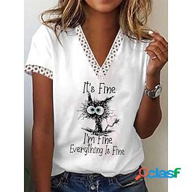 Womens T shirt Tee Floral Text Feather Casual Weekend Floral