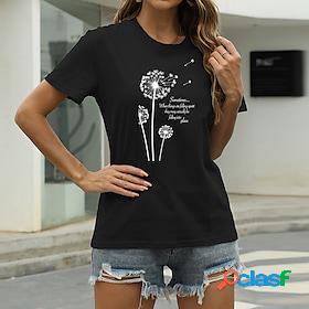 Womens T shirt Tee Graphic Patterned Dandelion Letter Casual
