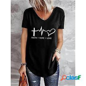 Womens T shirt Tee Heart Casual Daily Short Sleeve T shirt