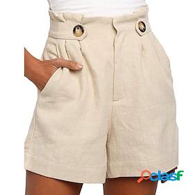 Women's Wide Leg Slacks Shorts Bermuda shorts Green Beige
