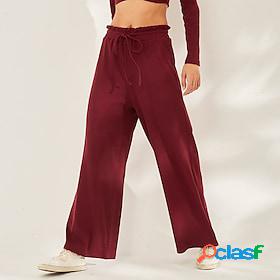 Womens Yoga Pants Drawstring Wide Leg Yoga Fitness Gym