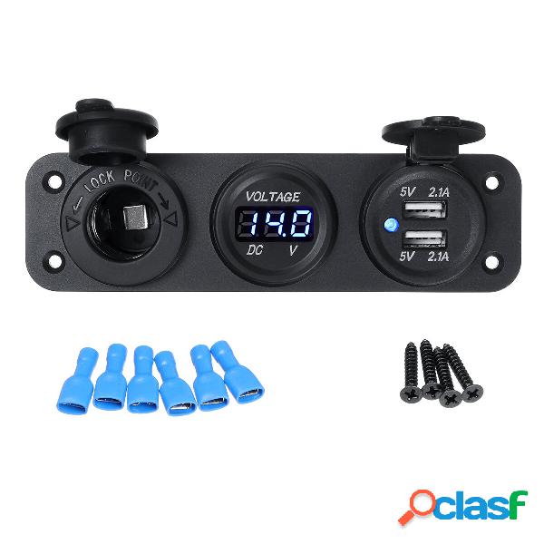 12V 2.1 + 2.1A Blu LED Pannello interruttori a bilanciere