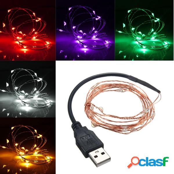 2M 20 LED USB Rame Filo LED Fata a corda per decorazioni