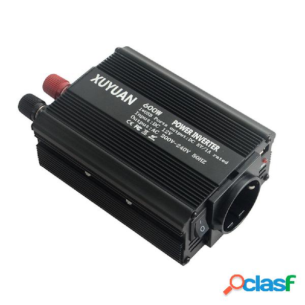 600W/1000W Peak Car Energia Inverter DC 12V a AC 220V