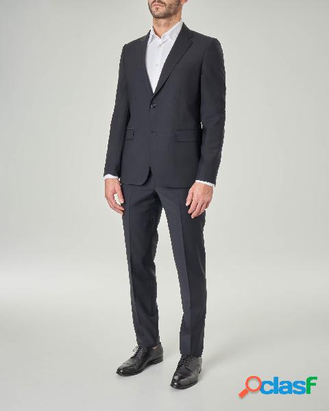 Abito blu scuro in tela di lana stretch