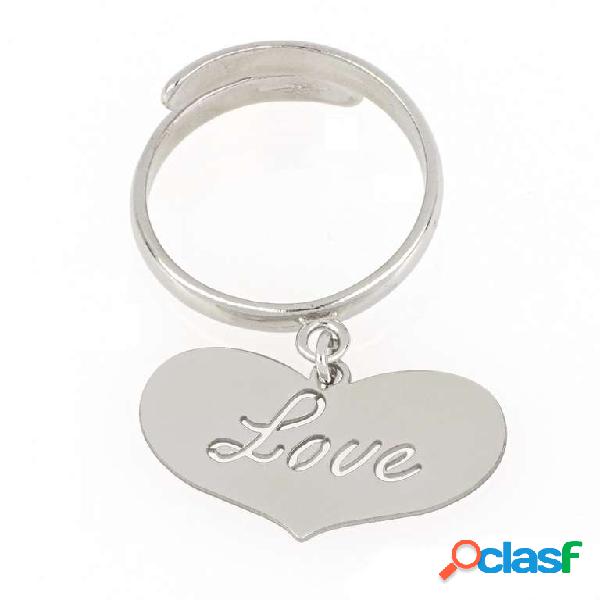 Anello donna in argento 925 con cuore e incisione "Love"