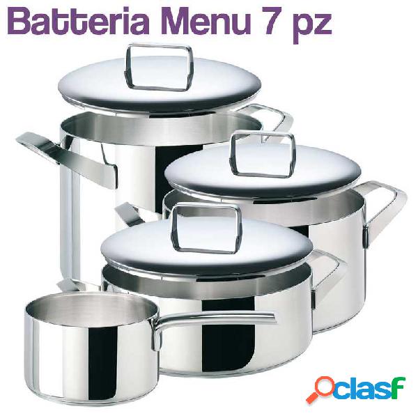 Batteria di pentole in acciaio 18/10 triplo fondo Menu 7