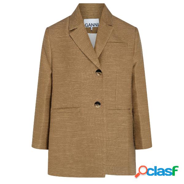 Blazer Ganni in lino beige