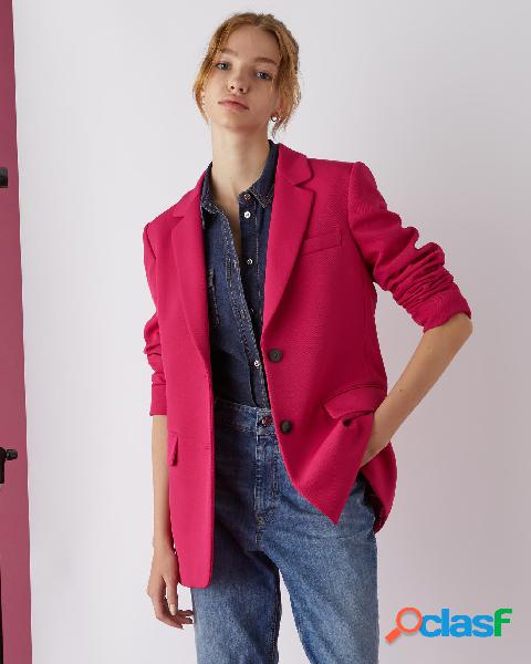 Blazer color fuscia a doppio bottone in tessuto tecnito