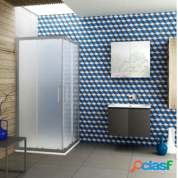 Box Doccia 80x80 angolare scorrevole in cristallo opaco 6 mm