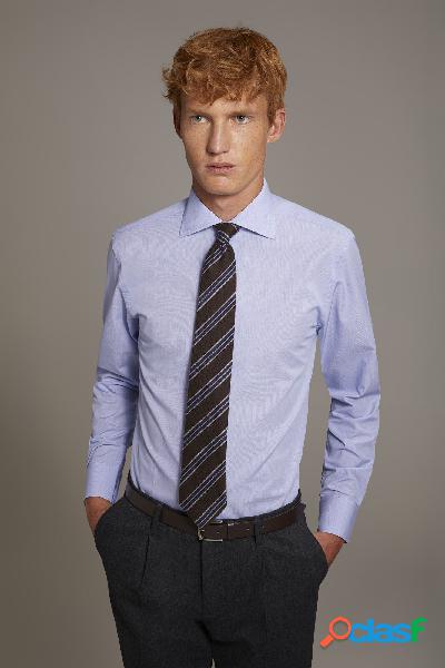 Camicia classica collo francese slim fit tessuto microcheck