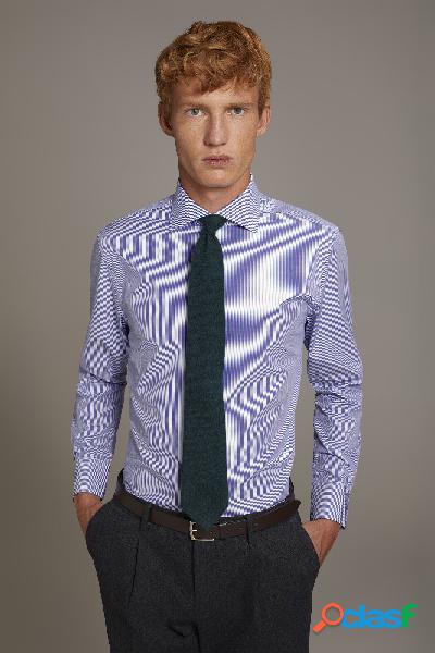 Camicia classica collo francese slim fit tessuto tinto filo