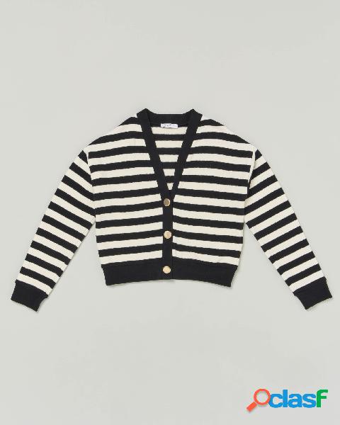 Cardigan in misto cotone a righe bianche e nere 40-44