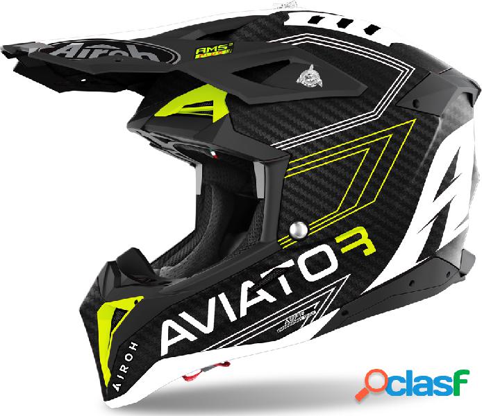 Casco cross Airoh Aviator 3 Primal CARBON 3K Giallo Opaco