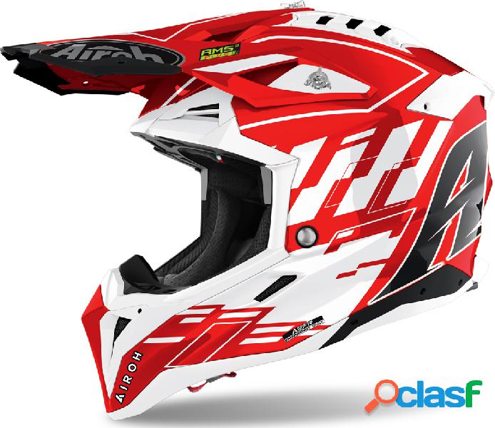 Casco cross Airoh Aviator 3 Rampage in carbonio Rosso lucido