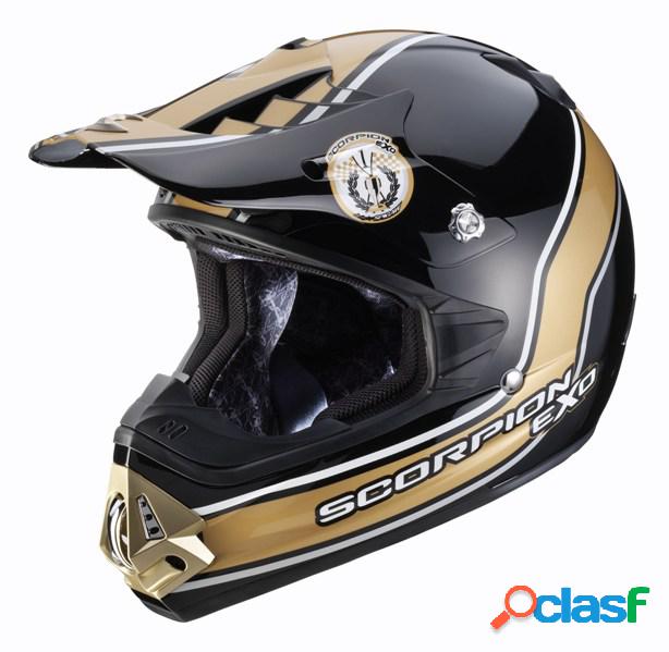 Casco cross Scorpion VX 17 Air Trophy in fibra nero oro