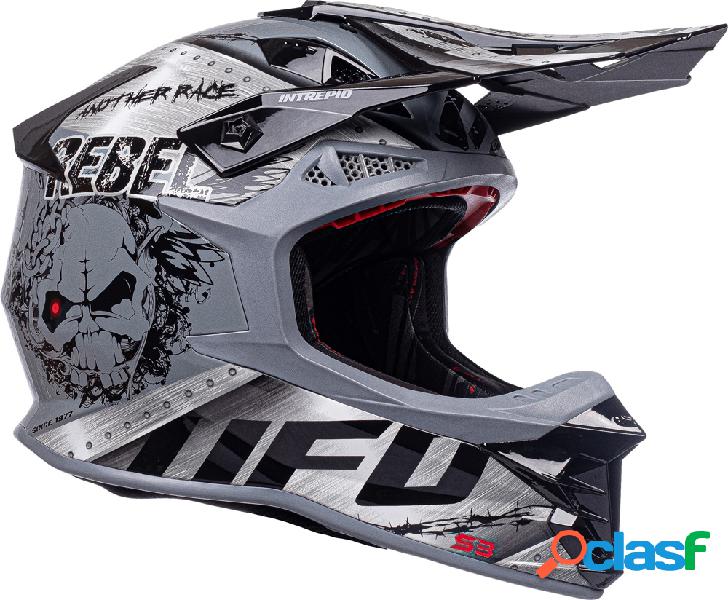 Casco cross Ufo Plast Intrepid Metal Grigio Nero