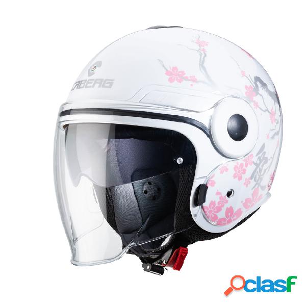 Casco jet CABERG UPTOWN BLOOM Bianco Argento Rosa