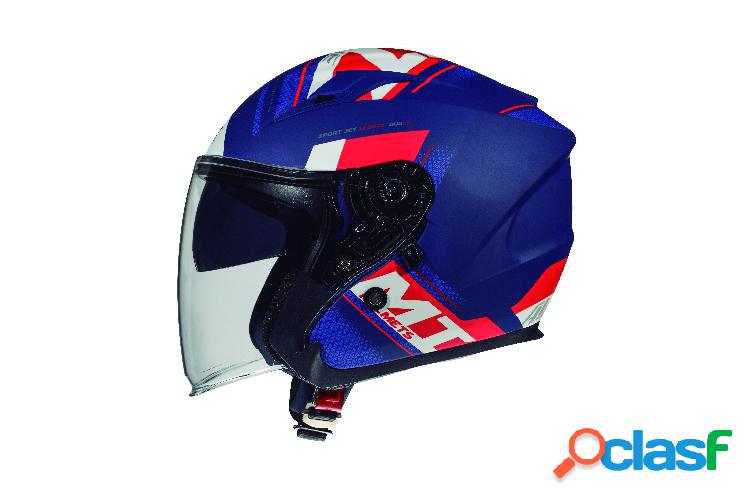 Casco jet MT Helmets Avenue Sv Sideway J0 Blu Bianco Rosso