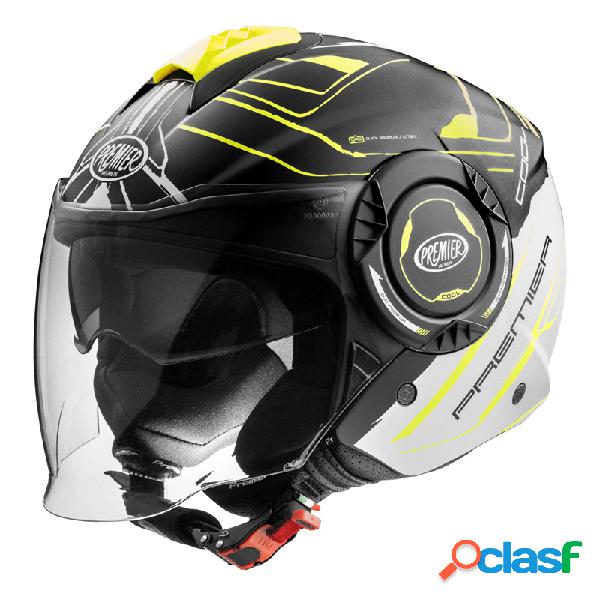 Casco jet Premier COOL EVO NT Y8 BM Nero Bianco Giallo Fluo