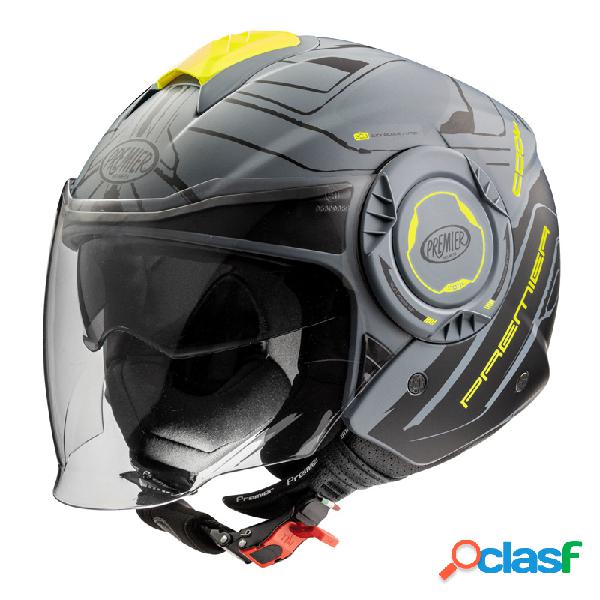 Casco jet Premier COOL EVO NTY GREY BM Grigio Nero Giallo