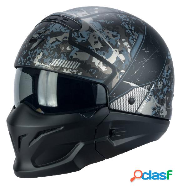 Casco jet Scorpion EXO COMBAT OPEX Nero opaco Argento