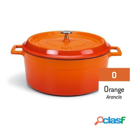 Casseruola in ghisa con coperchio e due maniglie Arancio,